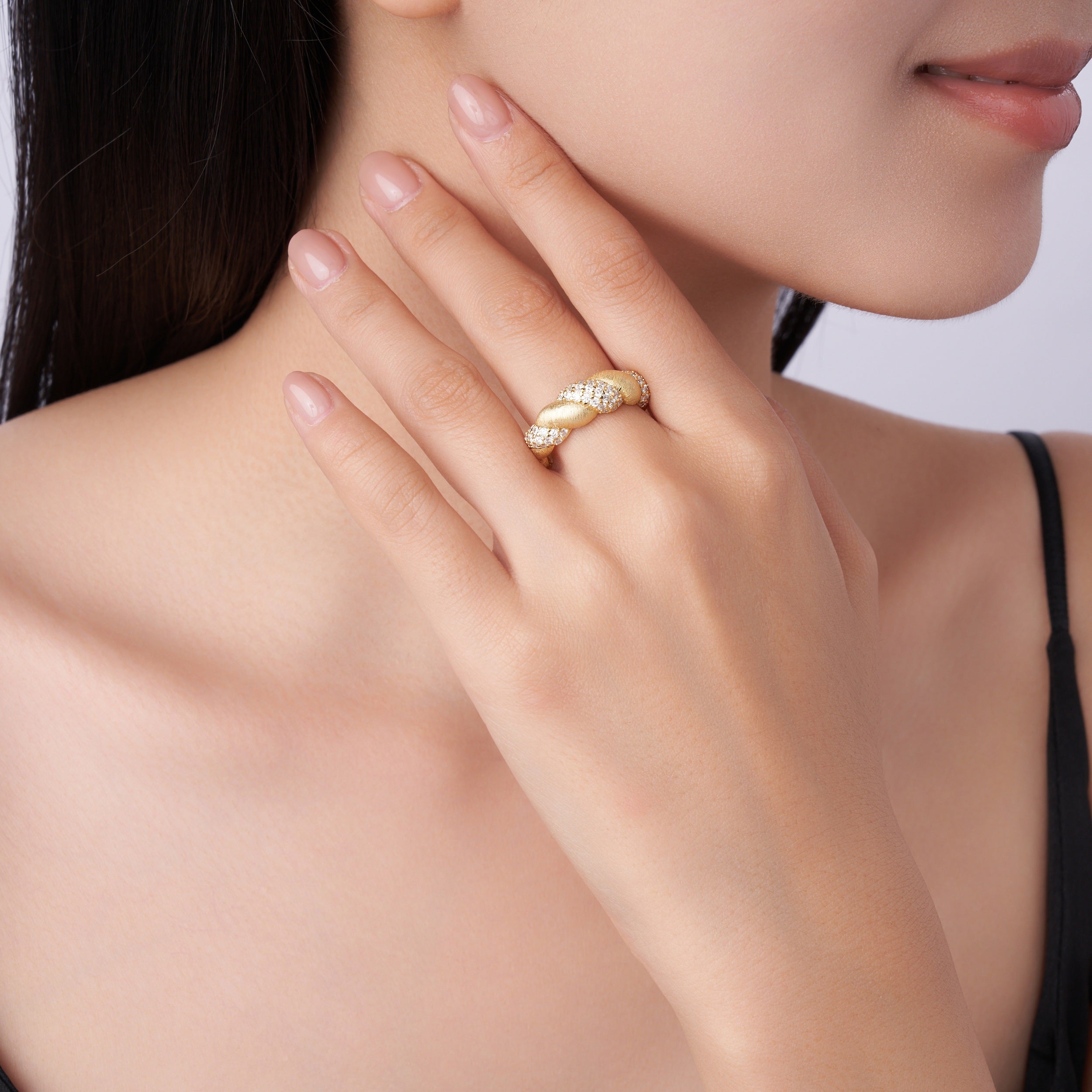 Tengman Moissanite Ring – S925 Silver Gold Plated | Diamond Sadaf