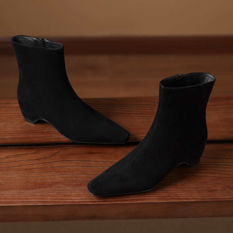 Ankle Boots With Built-in Height Lift Side Zipper
