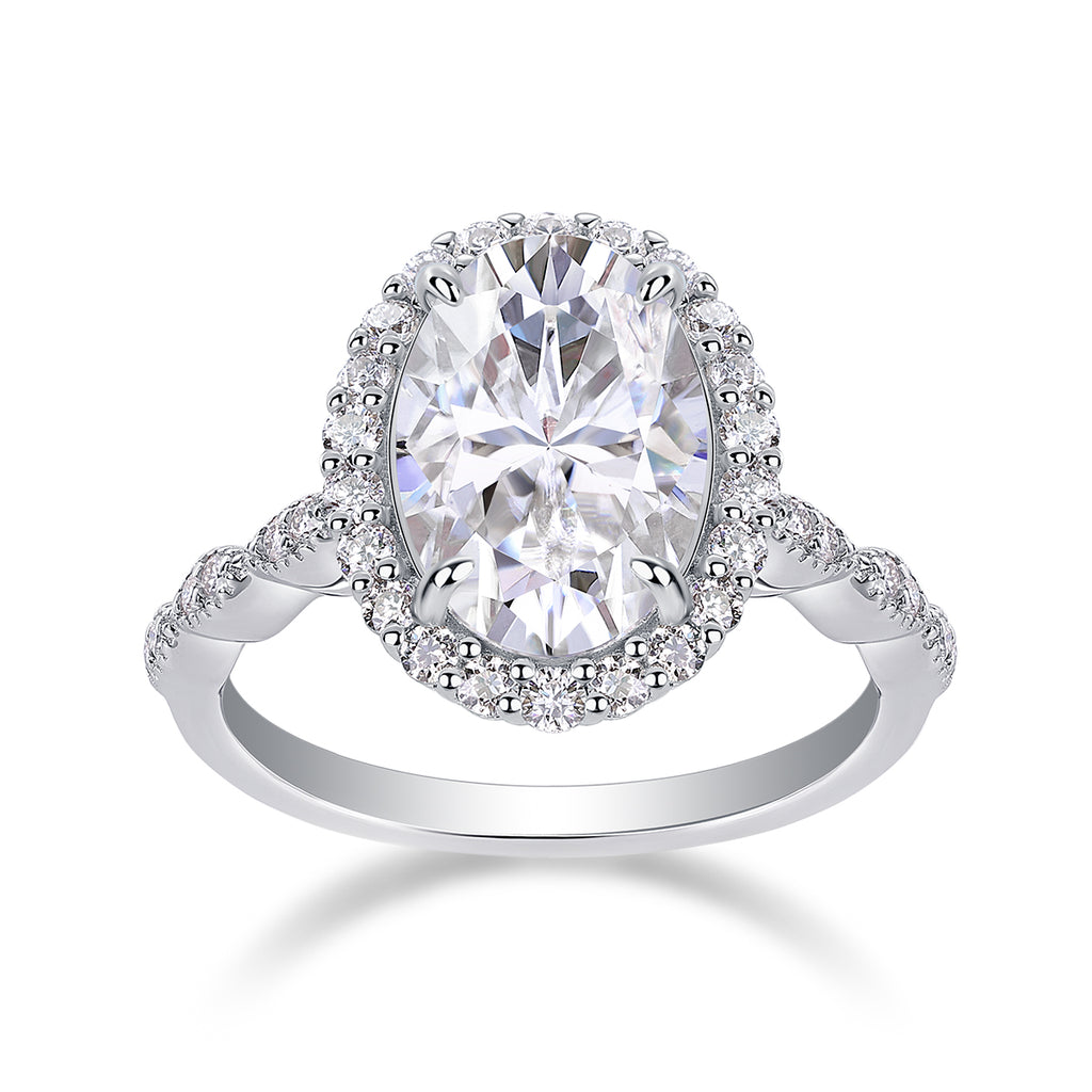 Moonlight Pupil - A Wedding Ring Set With Top-quality Egg-shaped Moissanite S925 Silver And Platinum-plated Diamond. The Ring Can Be Inspected With A Diamond Pen