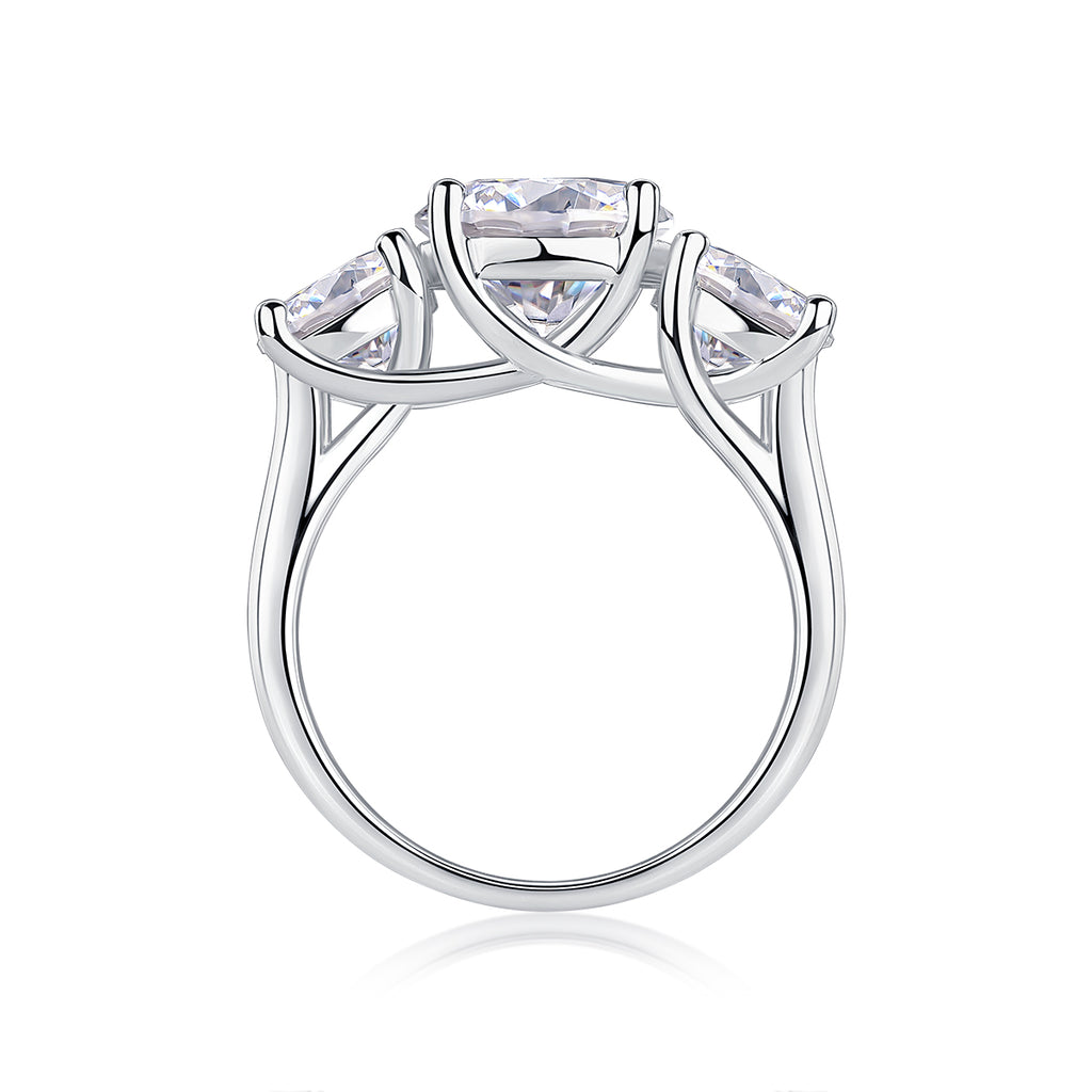 Three Lives Of Fortune - A Wedding Ring Set With Top-quality 3-carat Moissanite S925 Silver And Platinum-plated Diamond. The Ring Can Be Inspected With A Diamond Pen