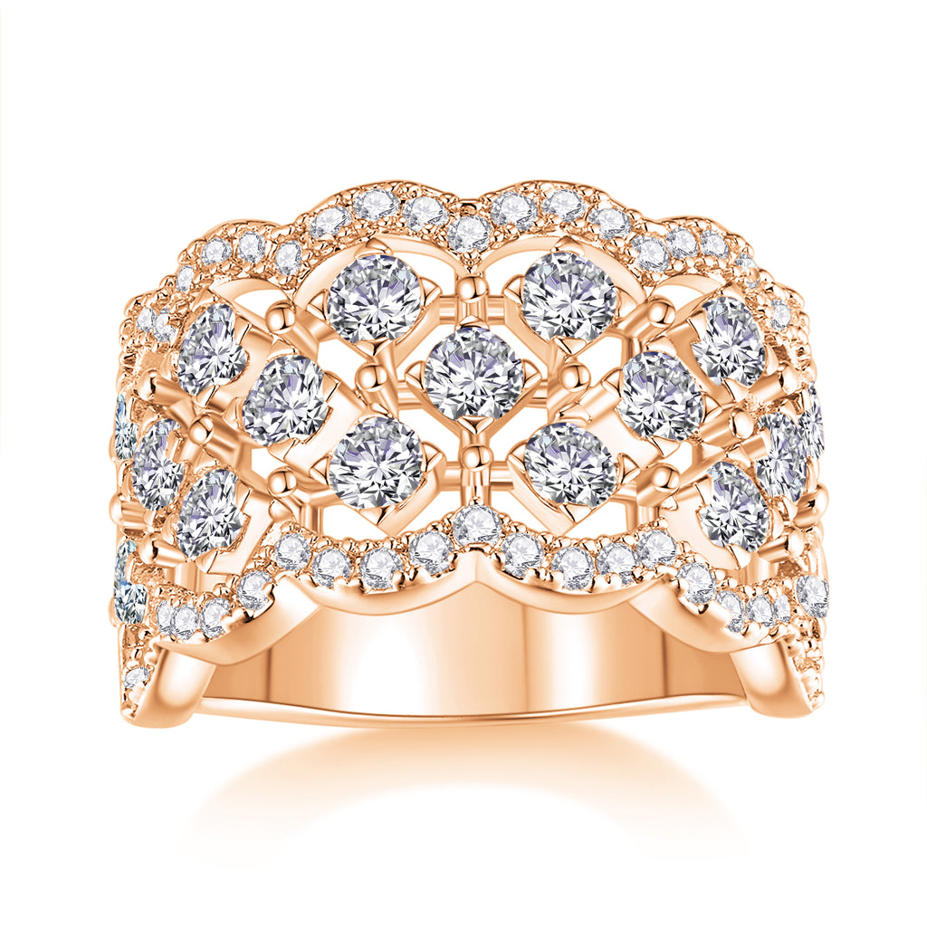 Lace Snowflake - Set With Top-quality Moissanite S925 Silver And Platinum-plated Diamond Wedding Ring. The Ring Can Be Tested With A Diamond Pen In Yellow Gold And Rose Gold