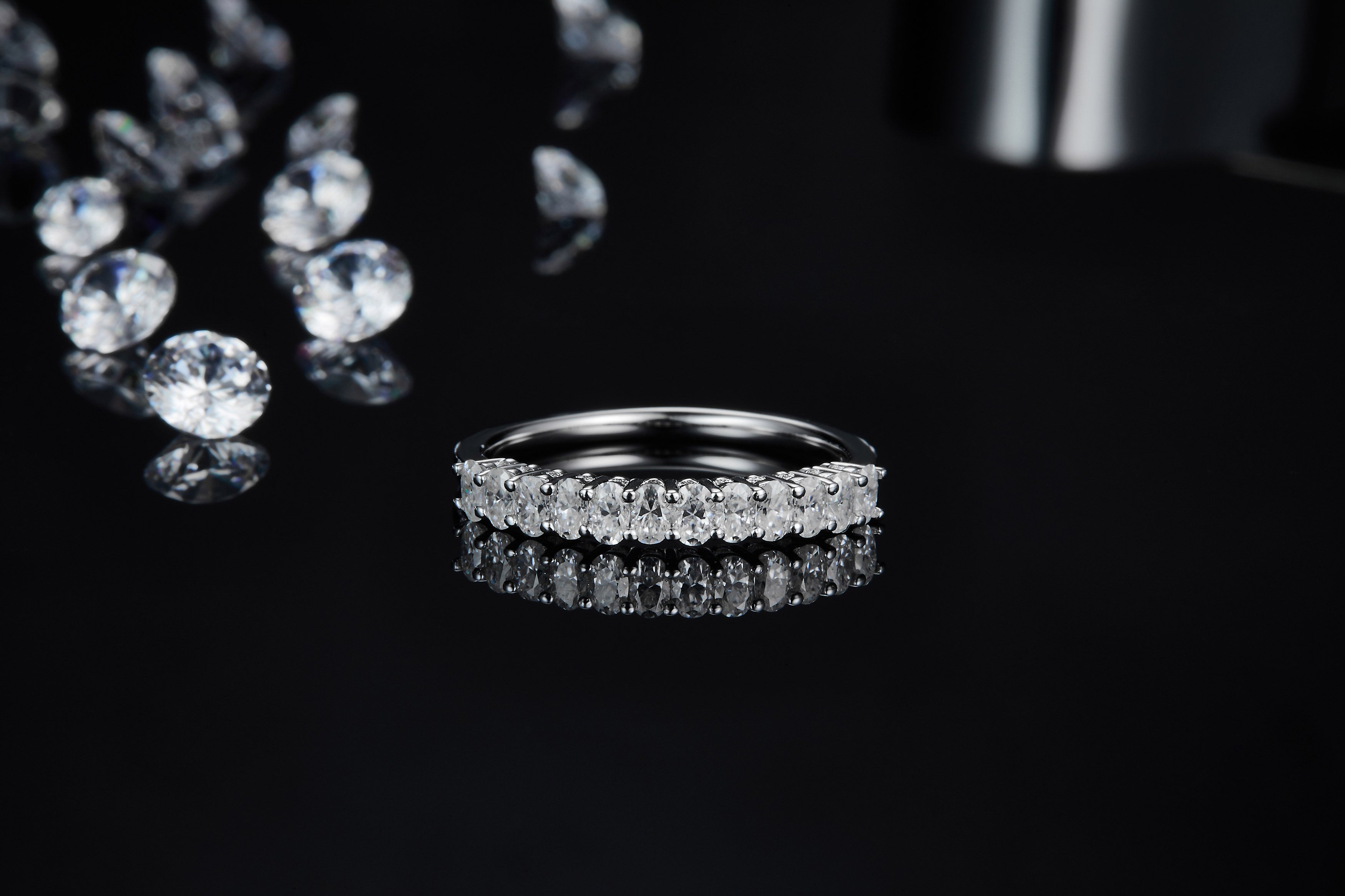 Light And Shadow Bloom - A Wedding Ring Set With Top-quality Moissanite S925 Silver And Platinum-plated Diamond Can Be Inspected With A Diamond Pen