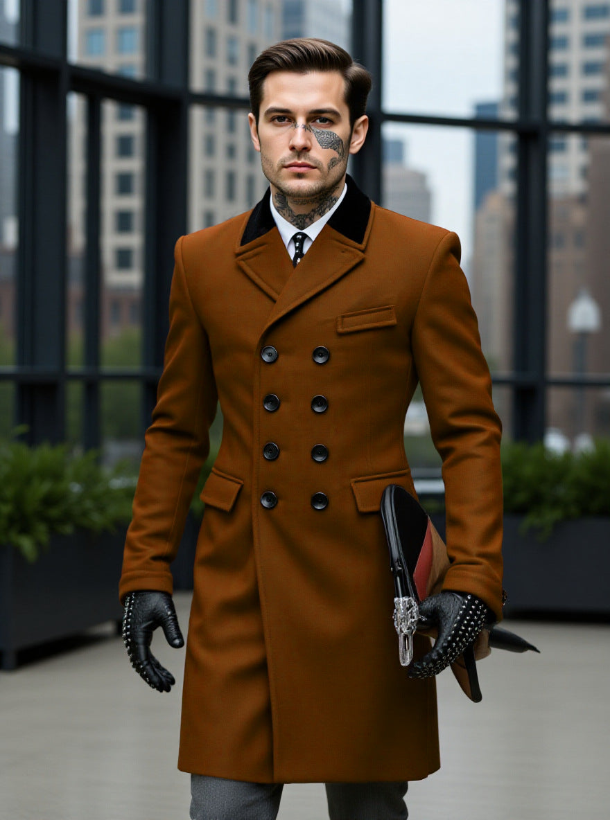 Mens Lined Wool Coat For Fall And Winter