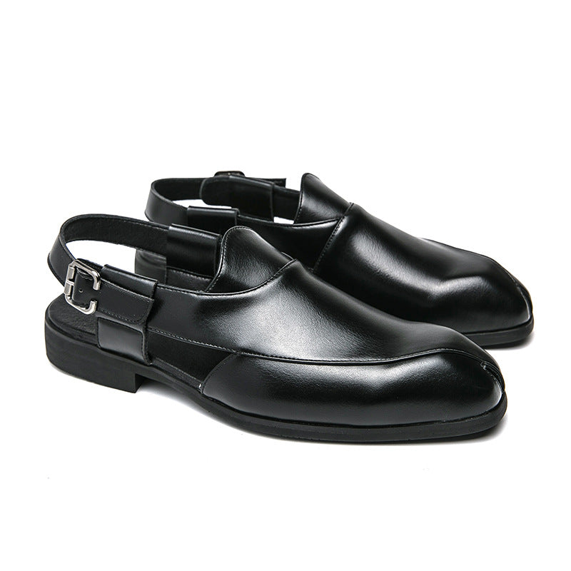 Plus Size Men's Slip-on Fashionable Breathable Lightweight British Style Leather Sandals