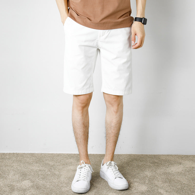White Shorts Men's Loose-fitting Cotton 5-point Pants