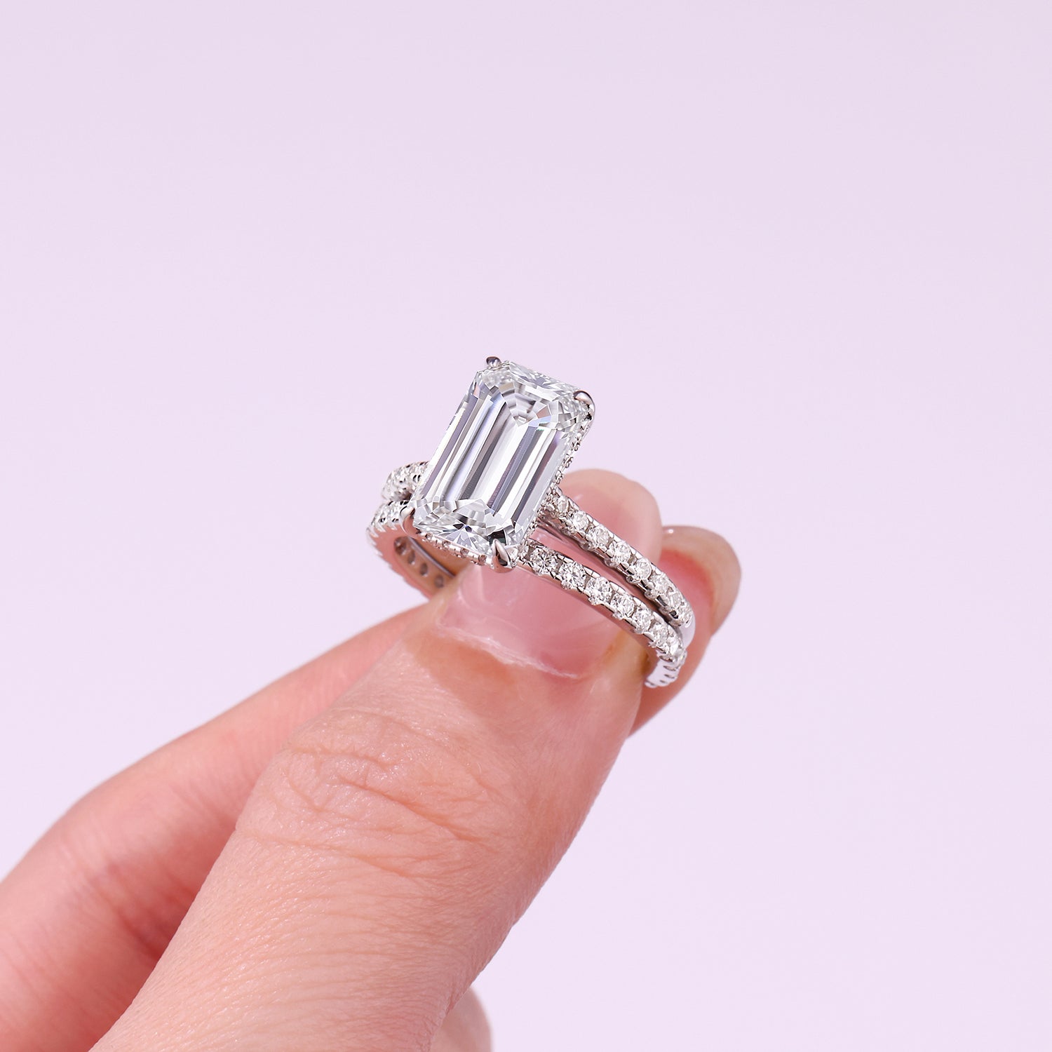 Octagonal Moissanite Double Rings Set With Top-quality Moissanite Luxury, Fashionable And Light Luxury Jewelry Silver Ring S925 Silver Plating Platinum