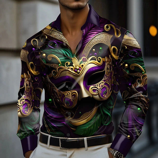 Mens Stylish Casual Long-sleeve Lapel Shirt