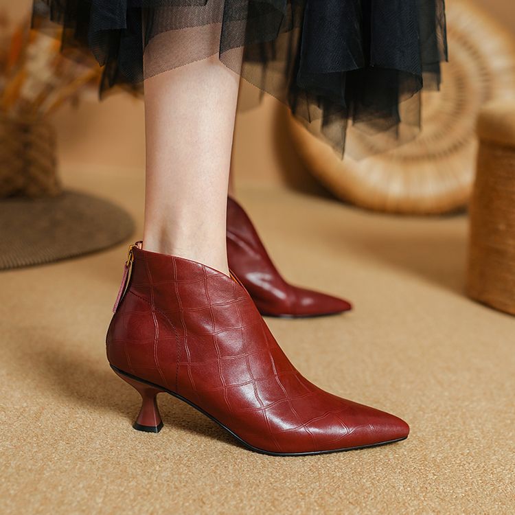 Womens Elegant Pointed-toe Ankle Boots