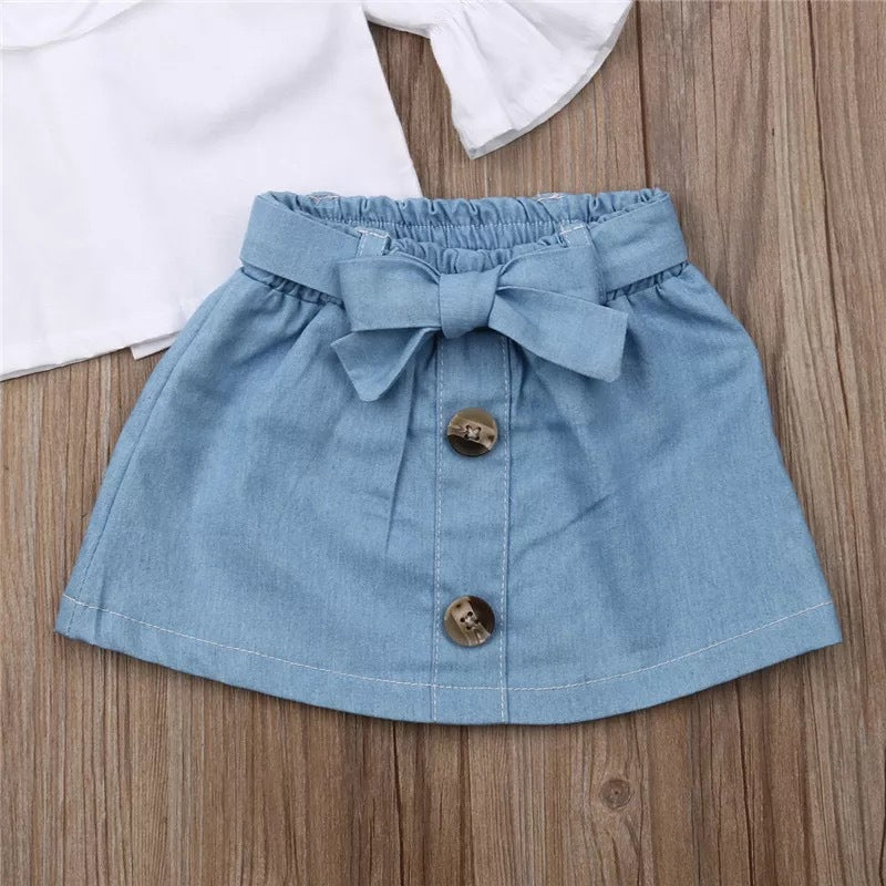 White Jersey Denim Skirt Suit