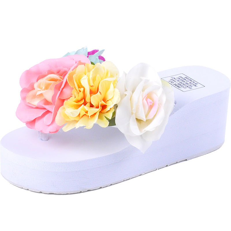 Women's Handmade Platform Flower Flip-flops