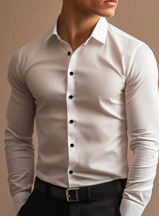 Men's Business-Style Korean-Style Handsome  Cool Slim-Fit Professional Shirt