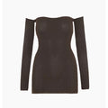 Knitted Dress Women's European And American Slim Fit Backless Long Sleeve Off Shoulder Dress