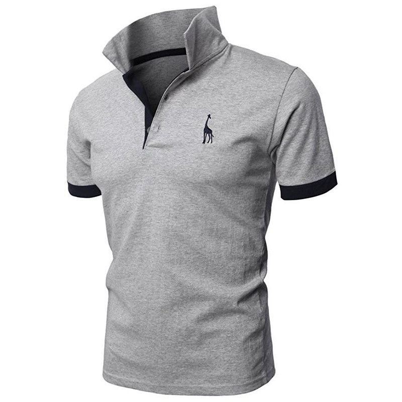 Men Short sleeve embroidery fawn sport shirt