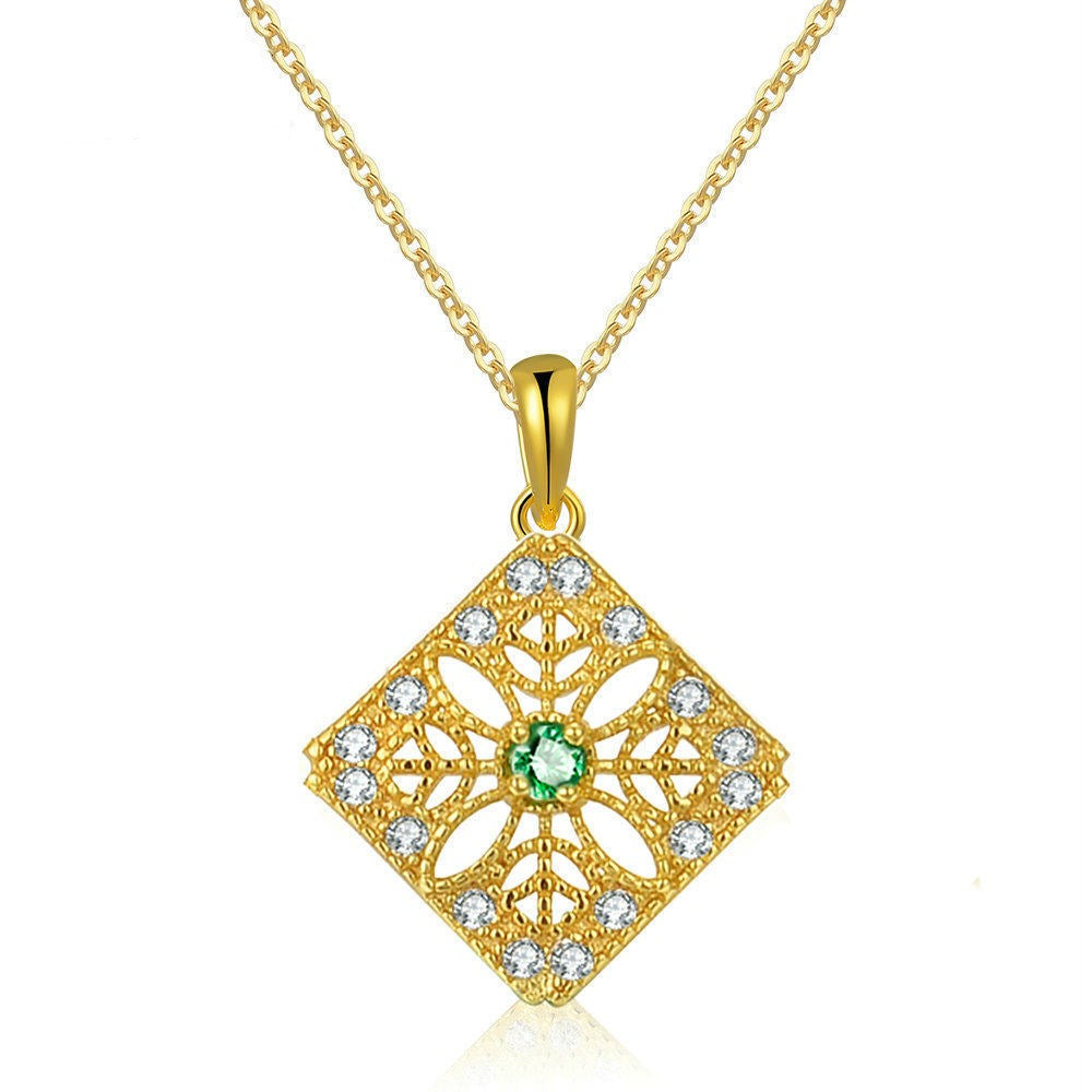Natural Emerald 14K Gold Women's Pendant