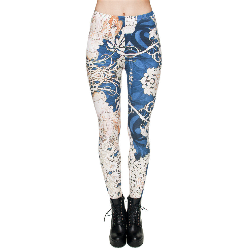 Printed cropped pants high waist leggings