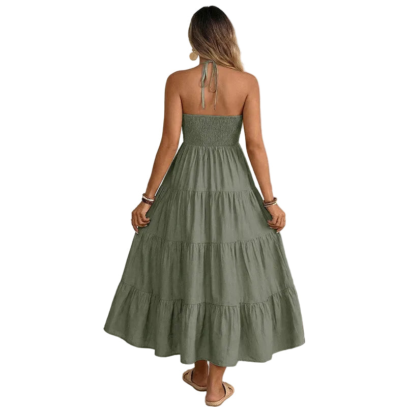 Loose-fitting, Neck-hanging Vacation-style Maxi Dress