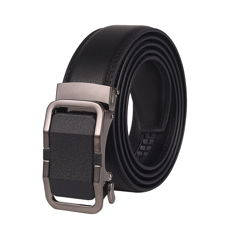 Leather Automatic Buckle Two-layer Cowhide Embossed Belt