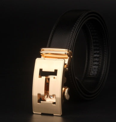 Men's 8 character buckle belt, leather smooth buckle, youth belt, leisure belt, men's Han Banchao