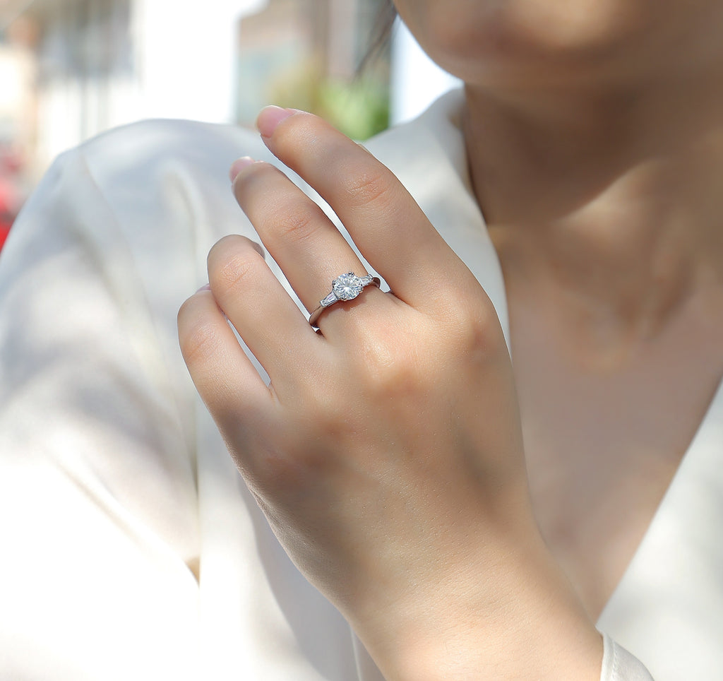 GODDNESS- Set With Top-quality Moissanite S925, Silver And Platinum-plated Diamond Wedding Ring. The Ring Can Be Tested With A Diamond Pen In Yellow Gold And Rose Gold