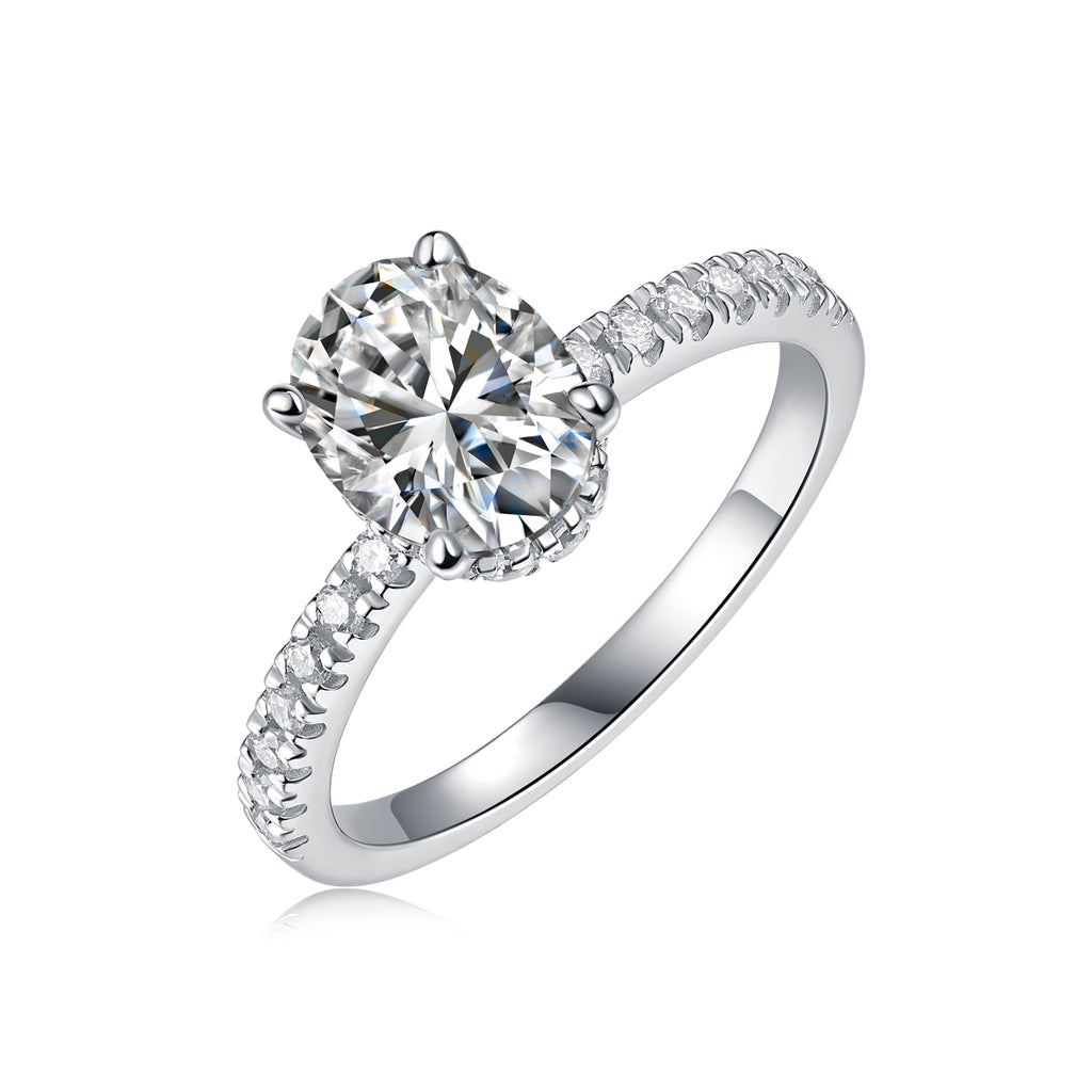 Cinderella - Set With Top-quality Moissanite S925, Silver And Platinum-plated Diamond Wedding Ring. The Ring Can Be Inspected With A Diamond Pen