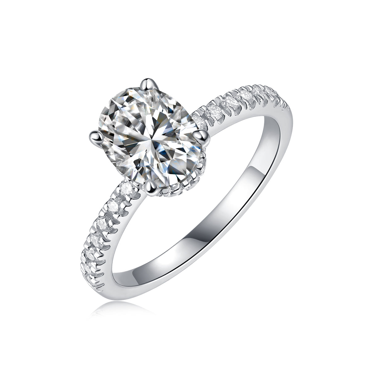 Cinderella - Set With Top-quality Moissanite S925, Silver And Platinum-plated Diamond Wedding Ring. The Ring Can Be Inspected With A Diamond Pen