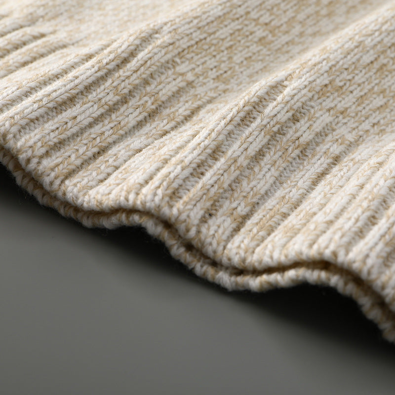 Half high neck zipper thick wool sweater