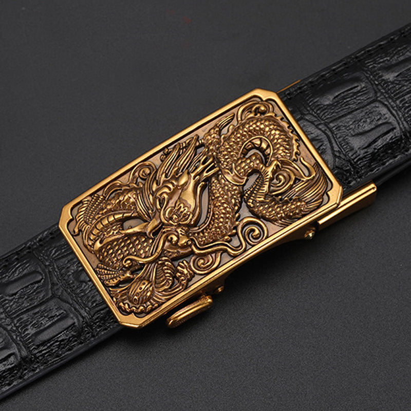 Men's automatic buckle leather belt