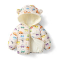 Down Cotton-padded Jacket With Fleece Thickened And Hooded For Infants And Toddlers