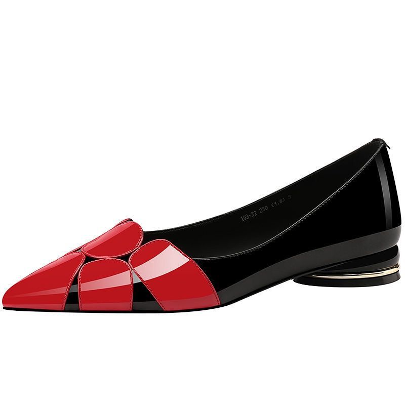 Casual Soft Leather Pointed Toe Low-Heel Shoes