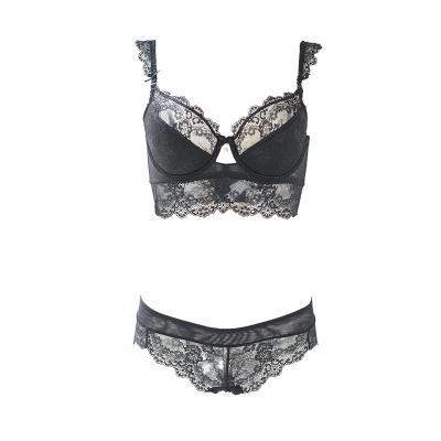 Bra Set Ultra-thin Red Black Lace