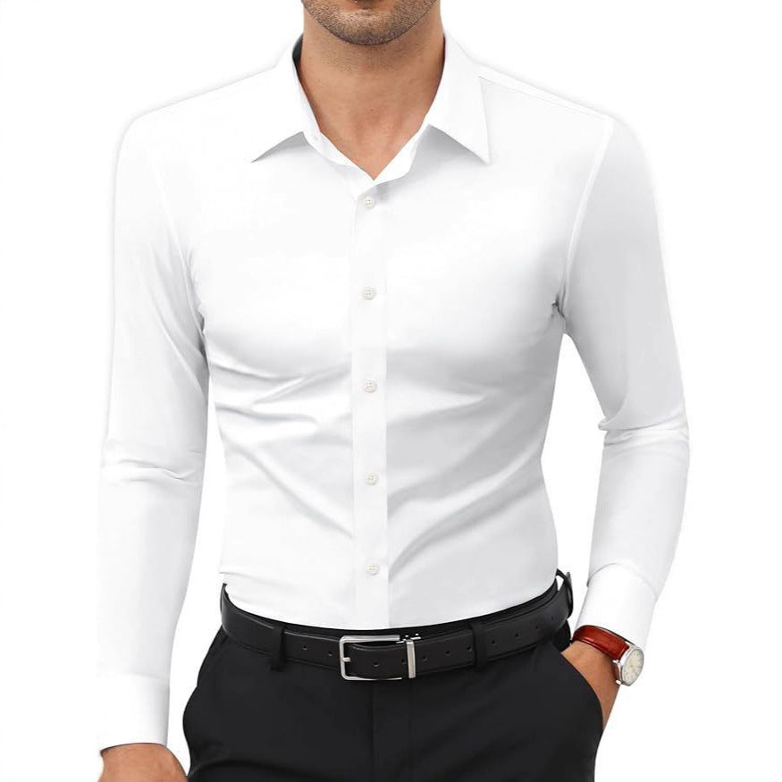 Mens Slim-Fit Solid-Color Work Shirt