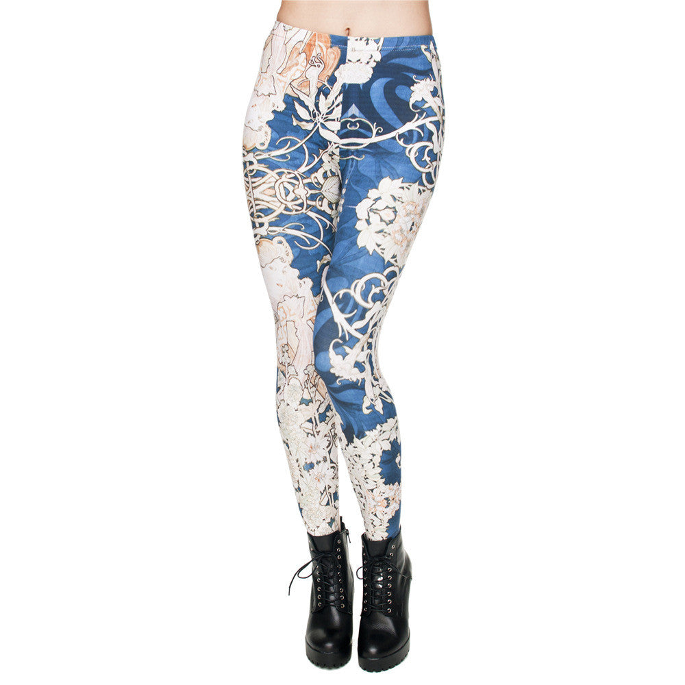 Printed cropped pants high waist leggings