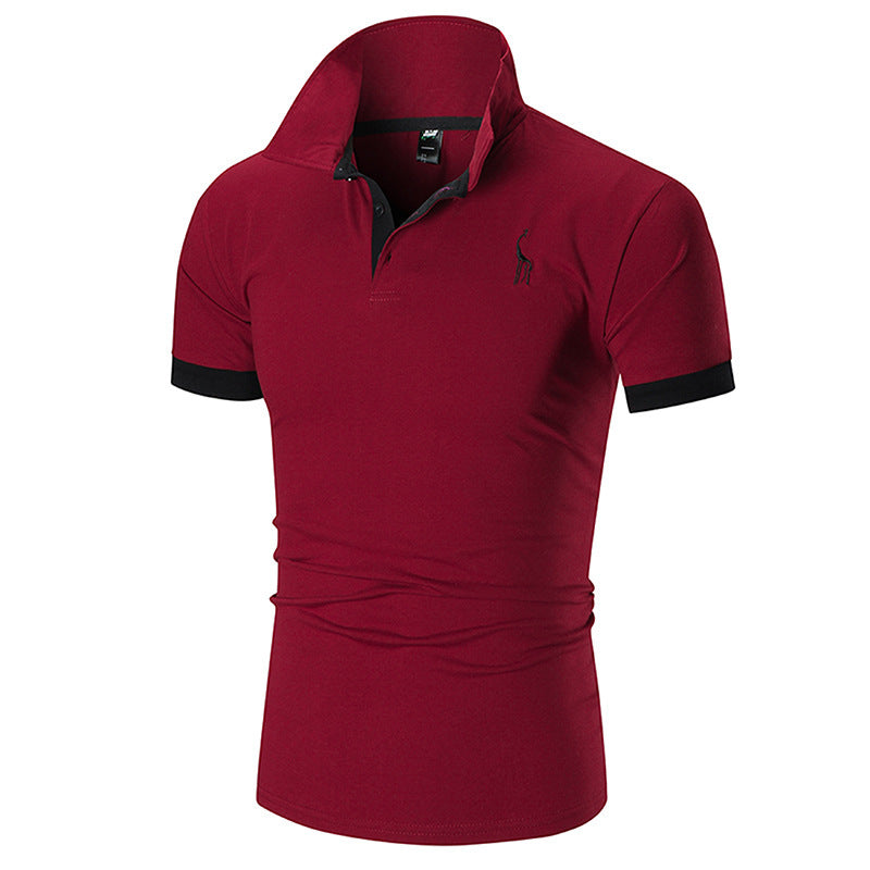 Men Short sleeve embroidery fawn sport shirt