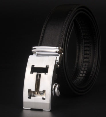 Men's 8 character buckle belt, leather smooth buckle, youth belt, leisure belt, men's Han Banchao