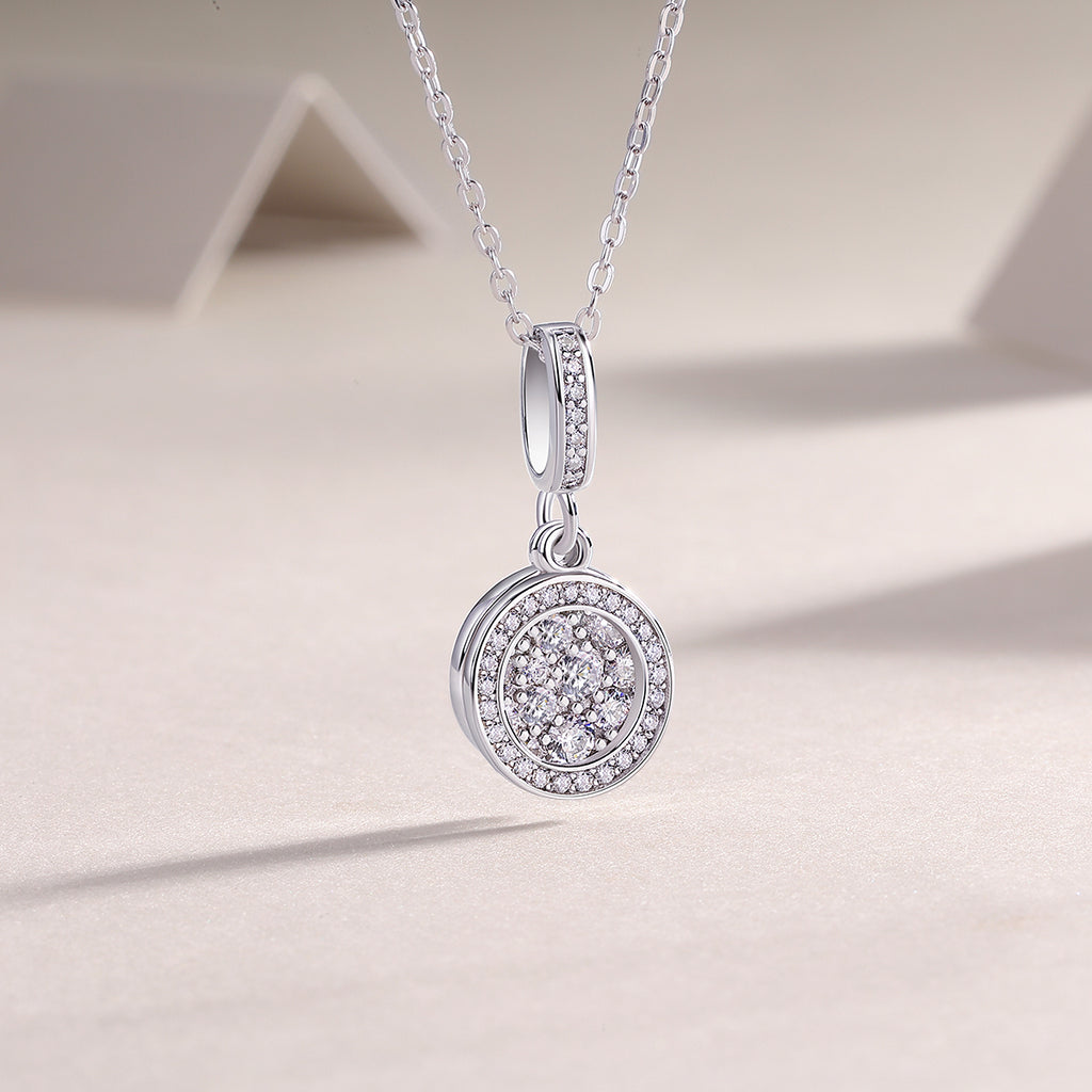 Double Ring Combination - Set With Top-quality Moissanite Fashionable Light Luxury Jewelry Silver Pendant Necklace S925 Silver Electroplated Platinum