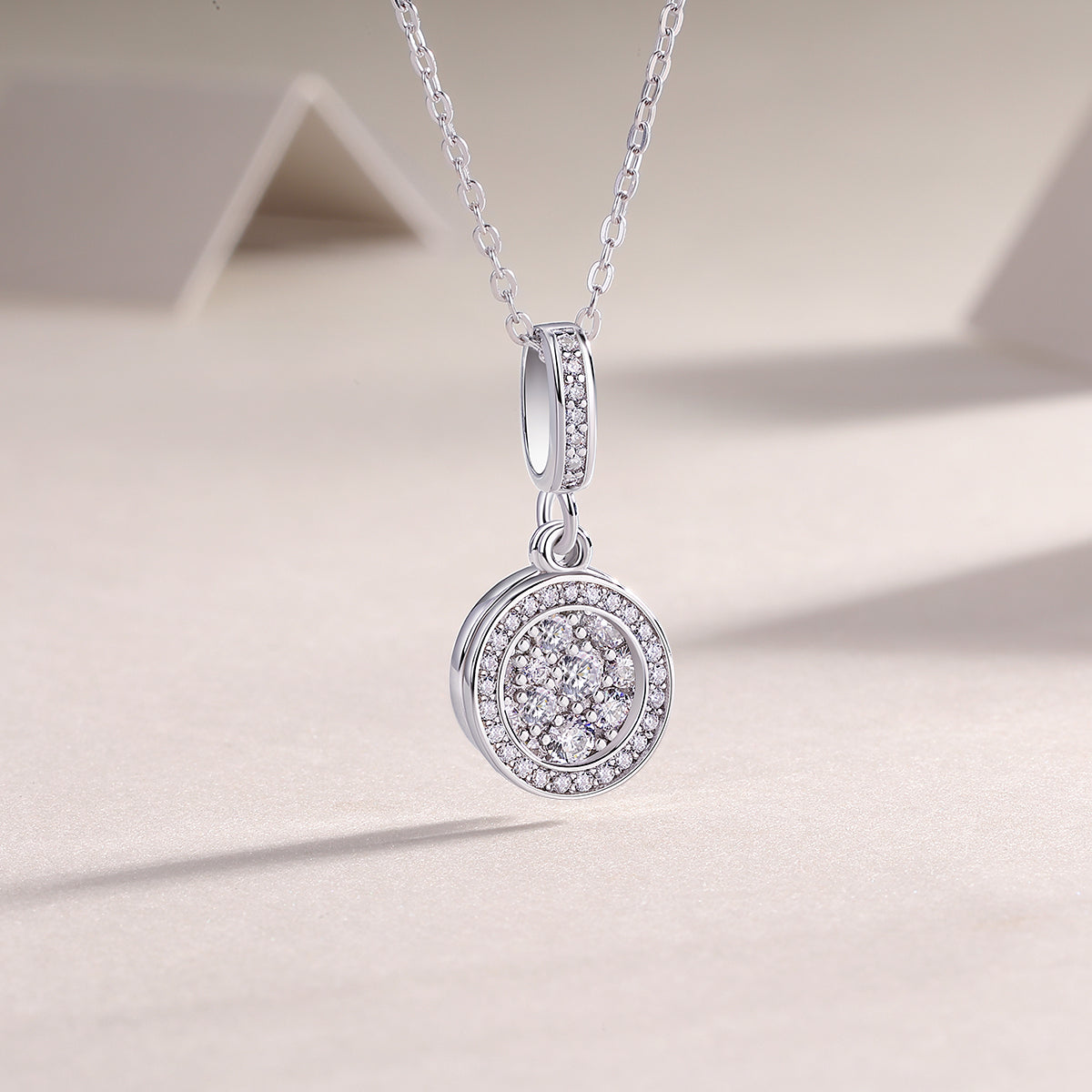 Double Ring Combination - Set With Top-quality Moissanite Fashionable Light Luxury Jewelry Silver Pendant Necklace S925 Silver Electroplated Platinum