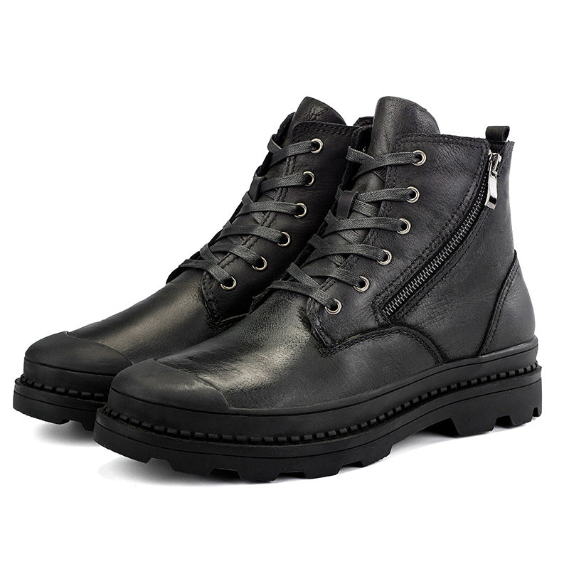 Winter leather Martin boots plus velvet non-slip breathable men's shoes