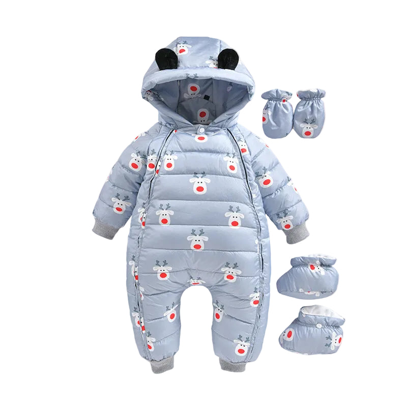 Down jacket plus velvet baby romper jumpsuit