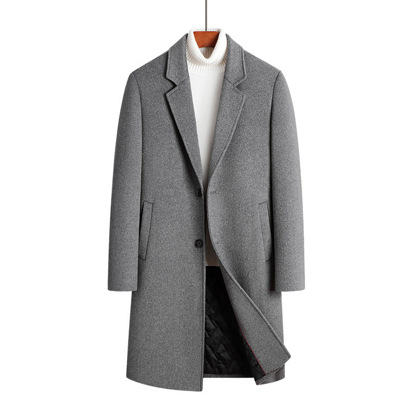 Men's Woolen Overcoat Mid-length Cotton-padded And Thickened