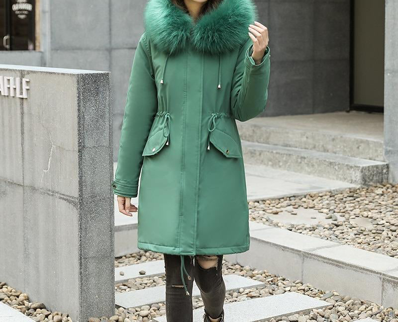 Women's mid-length lamb velvet cotton jacket