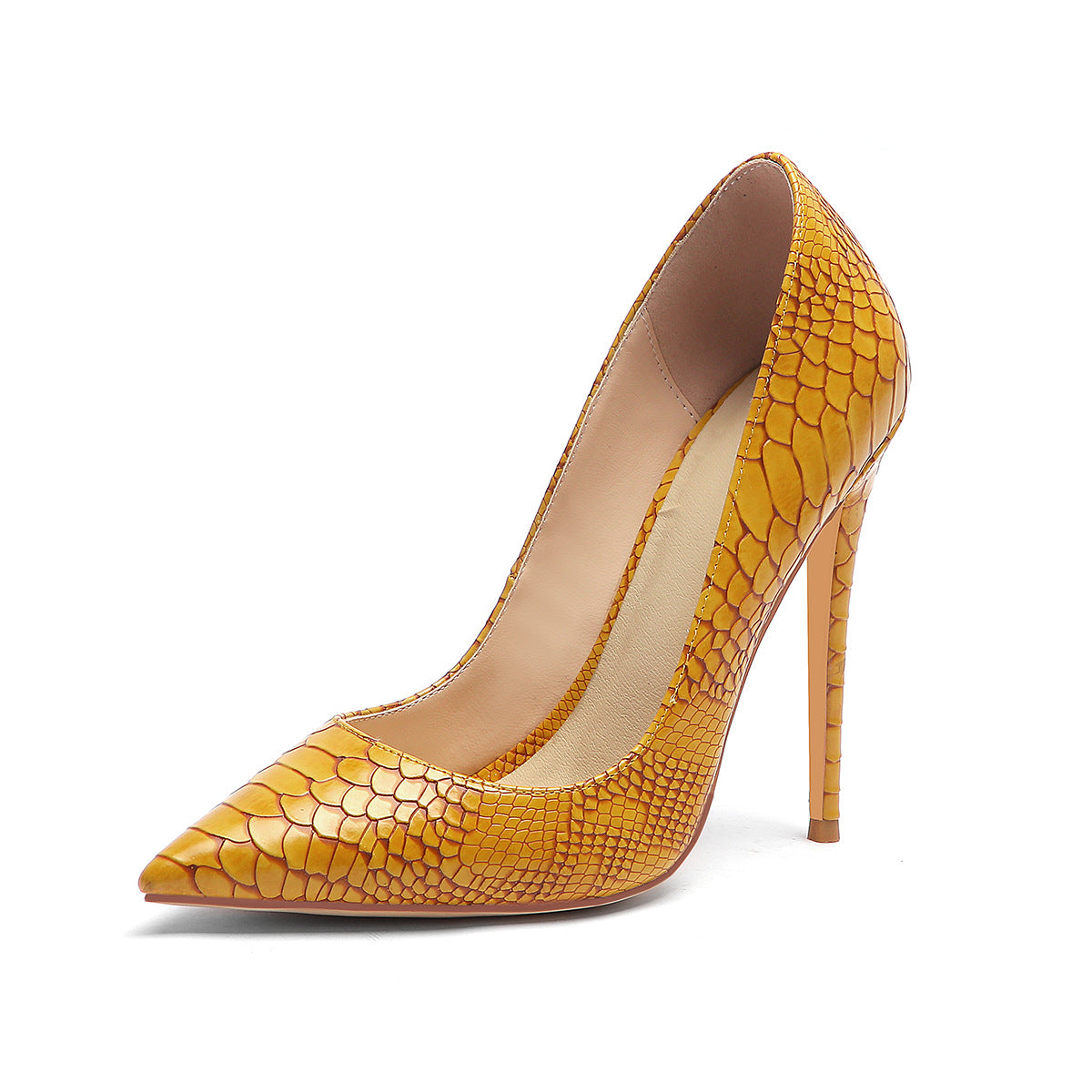 Women’s Snakeskin Pointed Toe Shoes Diamond Sadaf