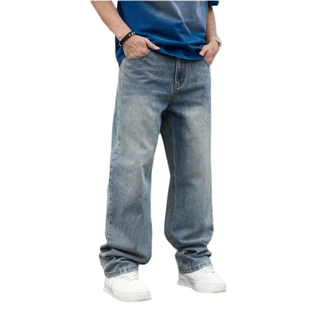Casual Straight Jeans - Light Blue Loose