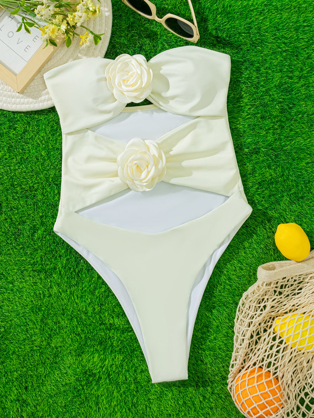 Three-dimensional Flower Women's One-piece Swimming Suit