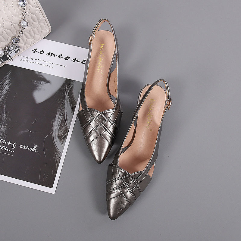 Leather Mid-heel Sandals