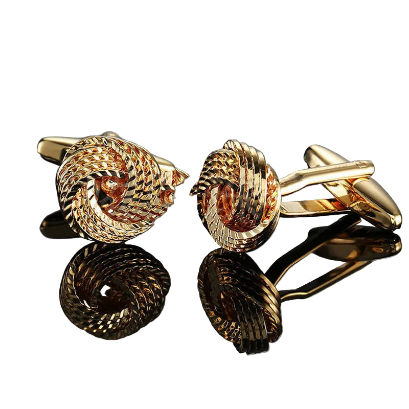 Gold-Plated Twist Cufflinks French Shirt Cuff Cufflinks