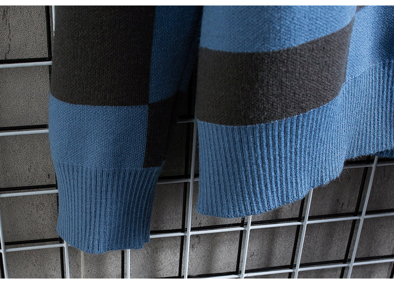 Plaid Men's Knitted Sweater Cardigan Outer Wear Spring And Autumn Coat