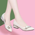 Square-heel Pointed Pump Patent Leather Shoes