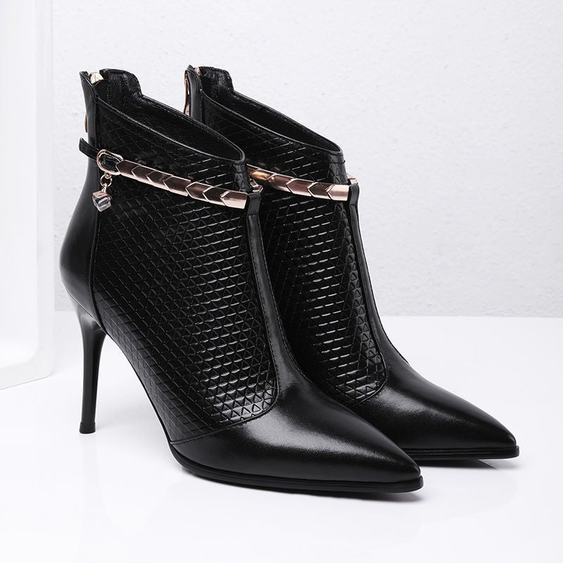 Pointed Back Zipper Stiletto High Heel Women's Boots