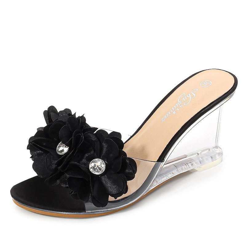 Versatile Summer Flower Simple Slope Heel Sandal