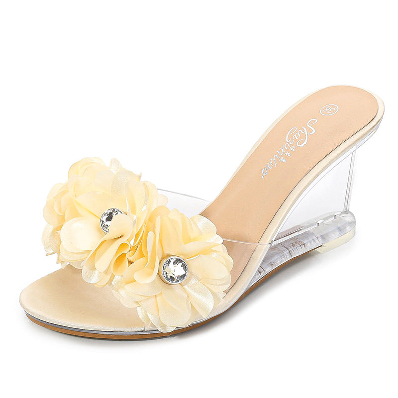 Versatile Summer Flower Simple Slope Heel Sandal